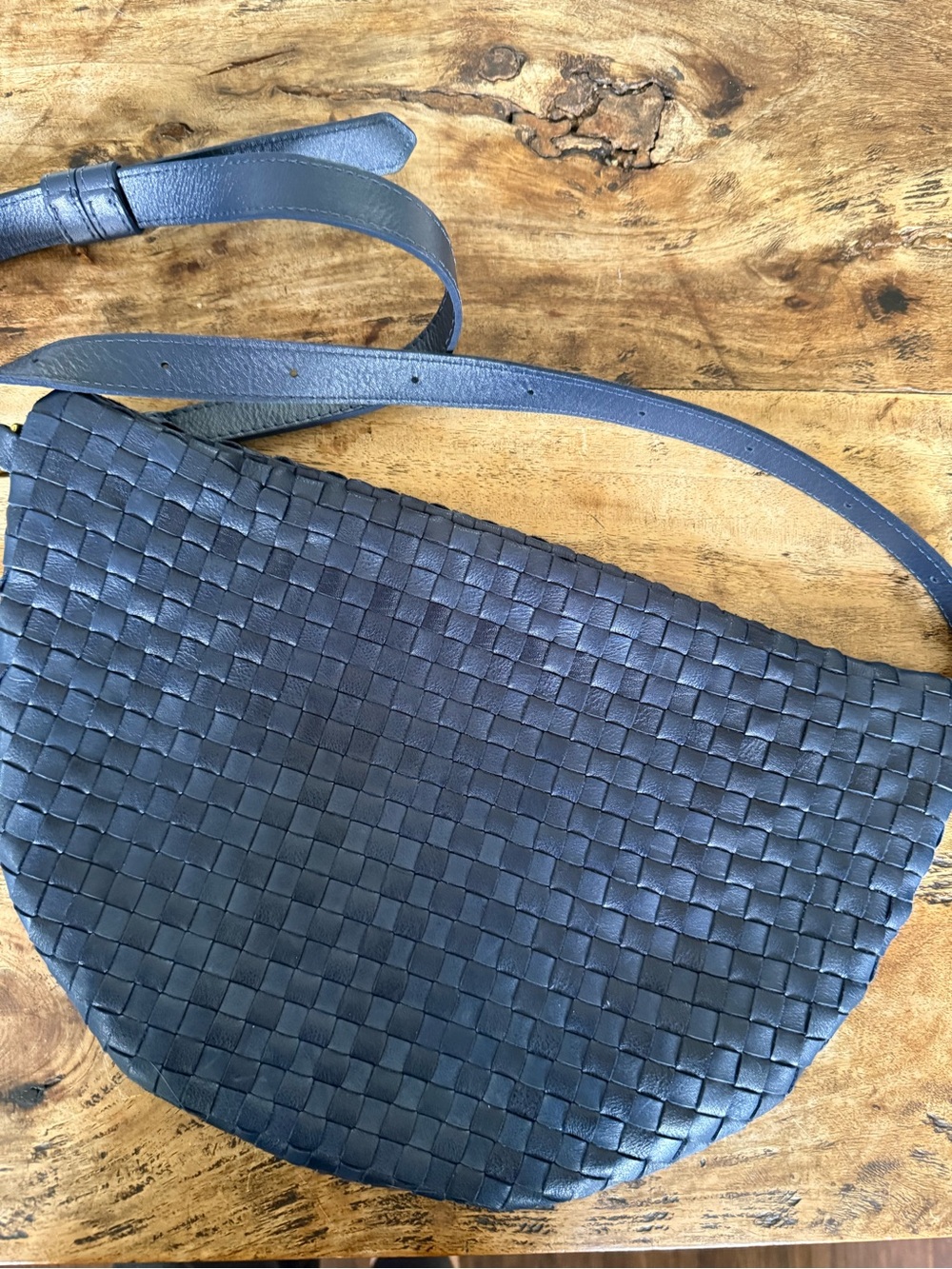 Clare V. Navy  Leather Crossbody Bag with Gold Hardware - Picture 2 of 5